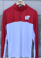 Colosseum Wisconsin Badgers Mens Red Luge Version Long Sleeve Qtr Zip Pullover
