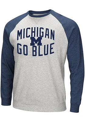 Colosseum Michigan Wolverines Mens Grey Cross Country Long Sleeve Crew Sweatshirt