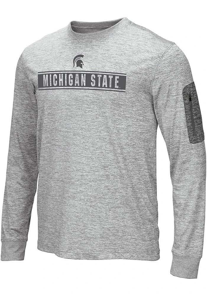 Colosseum Michigan State Spartans Grey Banked Long Sleeve T-Shirt