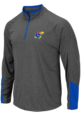 Colosseum Kansas Jayhawks Mens Grey Tasmania Long Sleeve Qtr Zip Pullover