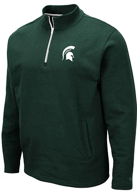 Colosseum Michigan State Spartans Mens Green Comic Long Sleeve Qtr Zip Pullover