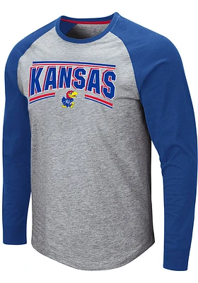 Colosseum Kansas Jayhawks Grey Kang Long Sleeve T Shirt