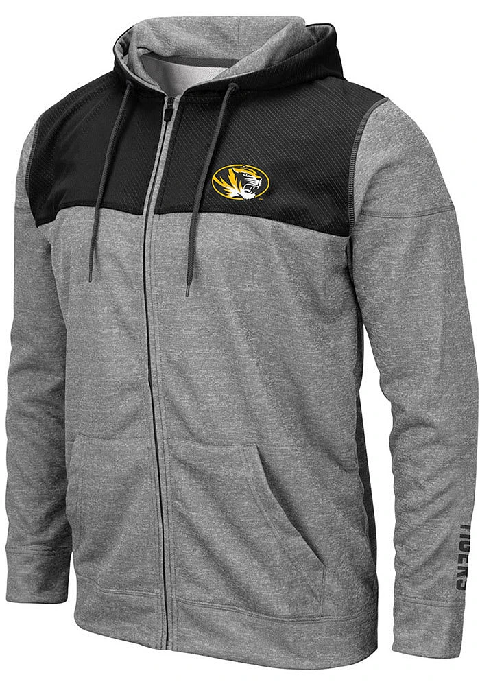 Colosseum Missouri Tigers Mens Grey Nelson Long Sleeve Zip