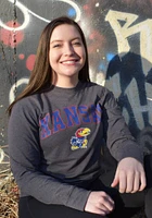 Colosseum Kansas Jayhawks Charcoal Jackson Long Sleeve T Shirt