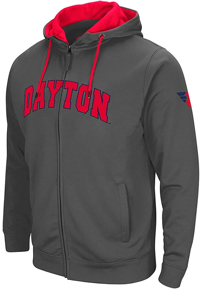 Colosseum Dayton Flyers Mens Charcoal Classic Long Sleeve Full Zip Jacket