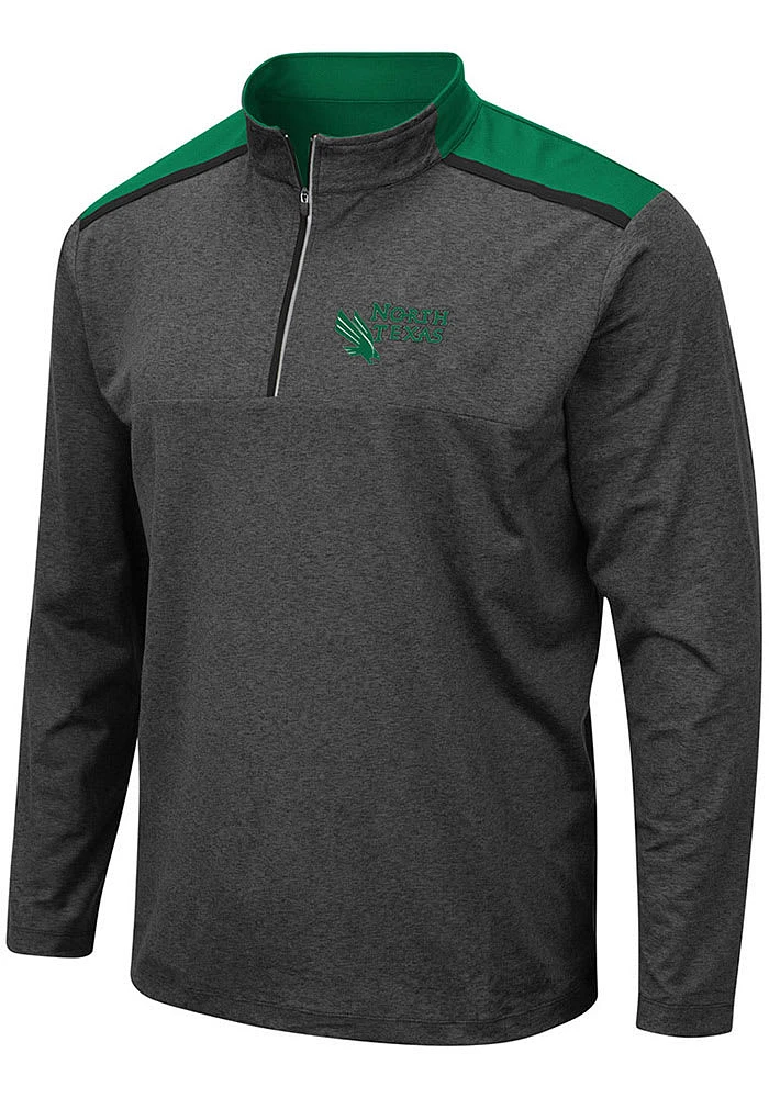 Colosseum North Texas Mean Green Mens Grey Snowball Long Sleeve Qtr Zip Pullover