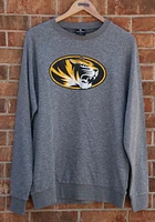 Colosseum Missouri Tigers Mens Grey Henry French Terry Long Sleeve Crew Sweatshirt
