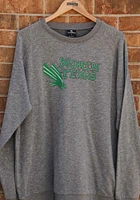 Colosseum North Texas Mean Green Mens Grey Henry French Terry Long Sleeve Crew Sweatshirt