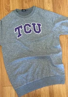 Colosseum TCU Horned Frogs Mens Grey Henry French Terry Long Sleeve Crew Sweatshirt