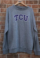 Colosseum TCU Horned Frogs Mens Grey Henry French Terry Long Sleeve Crew Sweatshirt