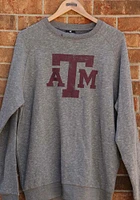 Colosseum Texas A&M Aggies Mens Grey Henry French Terry Long Sleeve Crew Sweatshirt