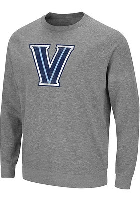 Colosseum Villanova Wildcats Mens Grey Henry French Terry Long Sleeve Crew Sweatshirt