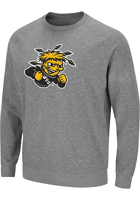 Colosseum Wichita State Shockers Mens Grey Henry French Terry Long Sleeve Crew Sweatshirt