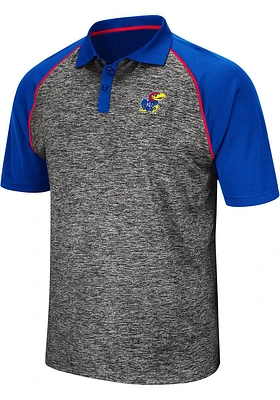 Colosseum Kansas Jayhawks Mens Grey Rentaswag Short Sleeve Polo