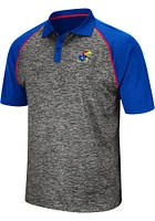 Colosseum Kansas Jayhawks Mens Grey Rentaswag Short Sleeve Polo