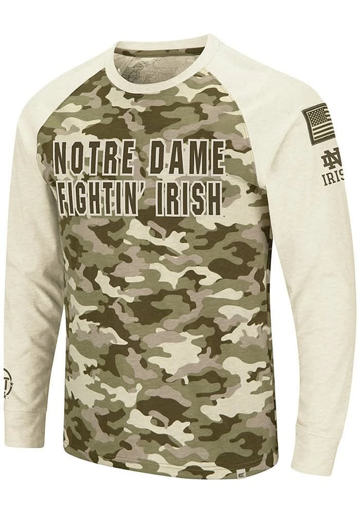 Colosseum Notre Dame Fighting Irish Grey OHT Camo Raglan Long Sleeve T Shirt