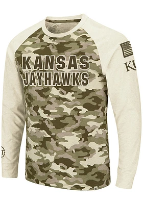 Colosseum Kansas Jayhawks Grey OHT Camo Raglan Long Sleeve T Shirt