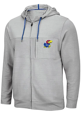Colosseum Kansas Jayhawks Mens Grey Challenge Accepted Long Sleeve Zip