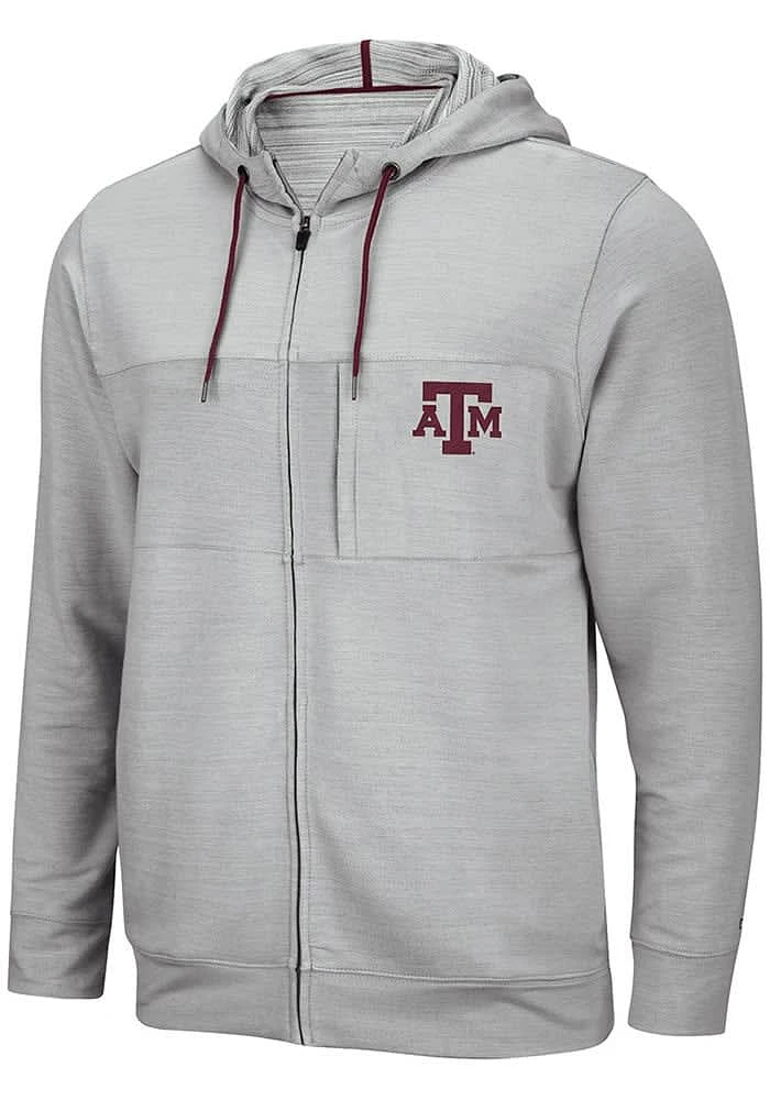 Colosseum Texas A&M Aggies Mens Grey Challenge Accepted Long Sleeve Zip