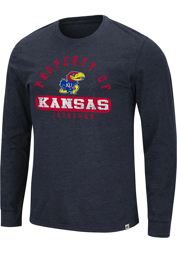Colosseum Kansas Jayhawks Navy Blue High Fives Long Sleeve T Shirt