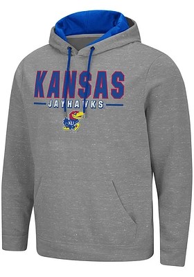 Colosseum Kansas Jayhawks Mens Grey Time Travelers Long Sleeve Hoodie