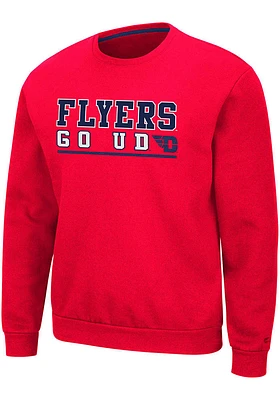 Colosseum Dayton Flyers Mens Red Rally Crewneck Long Sleeve Crew Sweatshirt