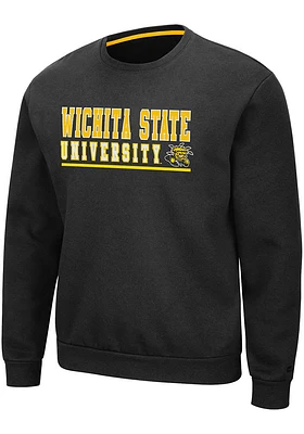 Colosseum Wichita State Shockers Mens Black Rally Crewneck Long Sleeve Crew Sweatshirt