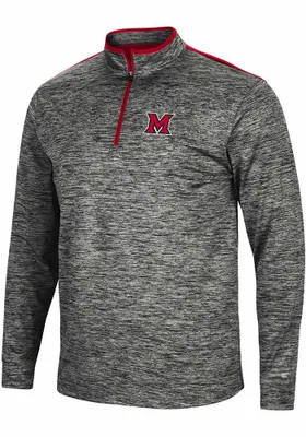 Colosseum Miami RedHawks Mens Charcoal Brooks Long Sleeve Qtr Zip Pullover