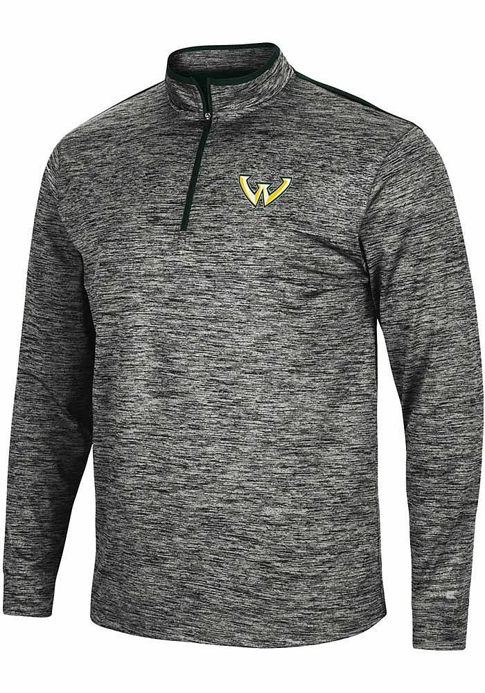 Colosseum Wayne State Warriors Mens Charcoal Brooks Long Sleeve Qtr Zip Pullover