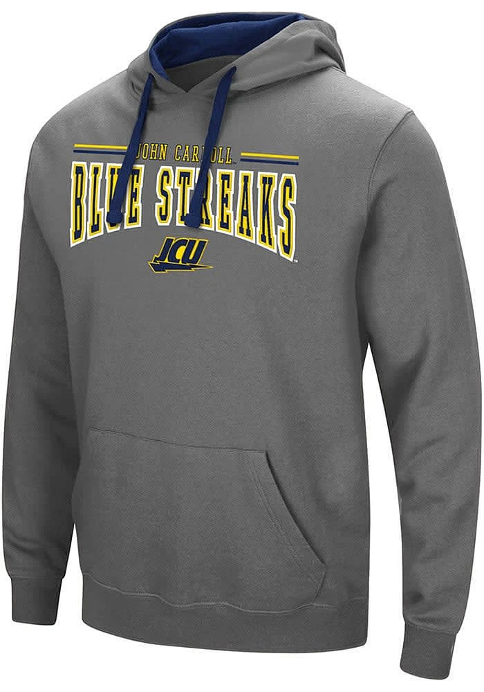 Colosseum John Carroll Blue Streaks Mens Charcoal Graham Long Sleeve Hoodie
