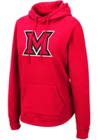 Colosseum Miami RedHawks Womens Red Crossover Hooded Sweatshirt