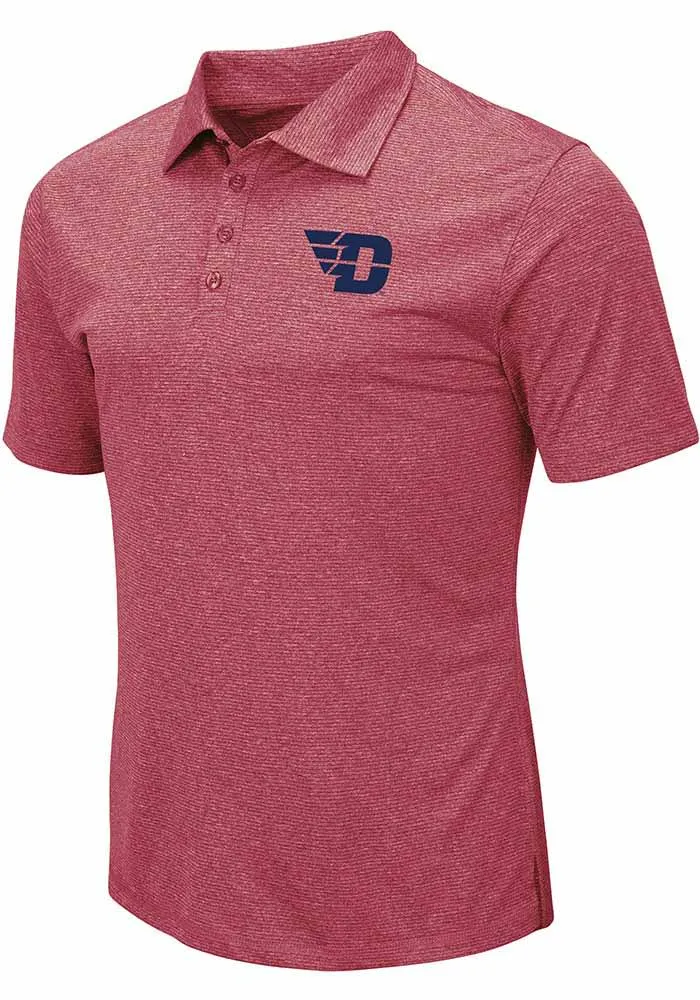 Colosseum Dayton Flyers Mens Red Adventurer Short Sleeve Polo