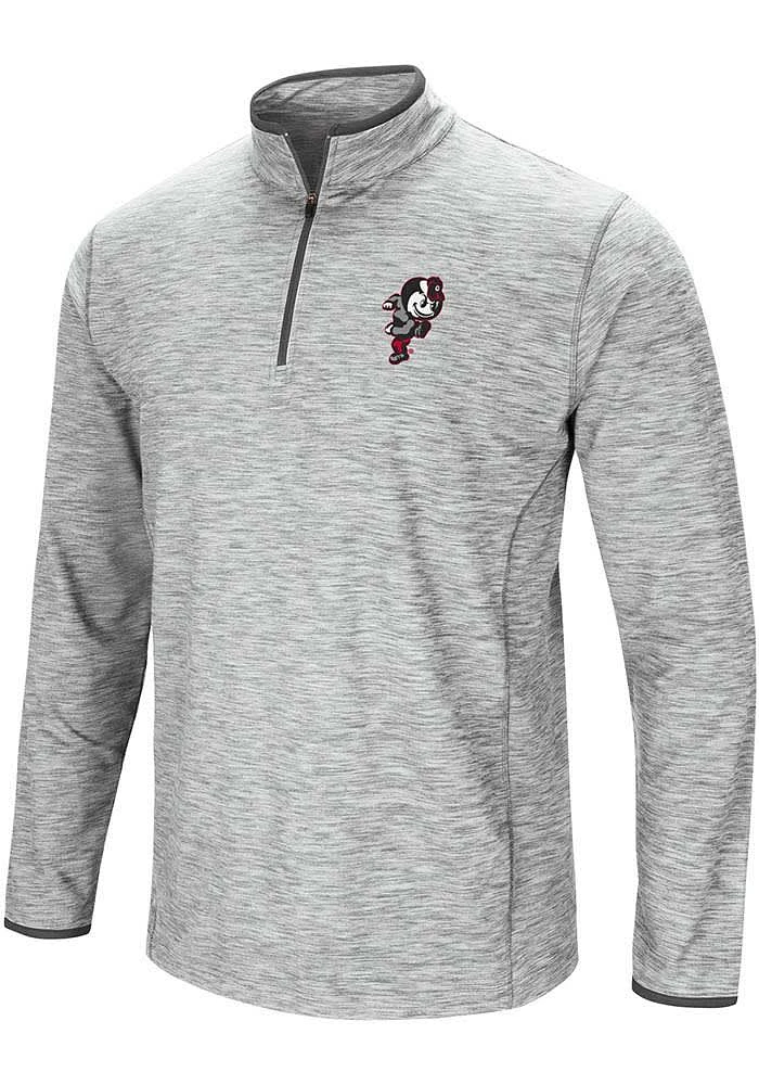Colosseum Ohio State Buckeyes Mens Grey Alternate Logo Long Sleeve Qtr Zip Pullover