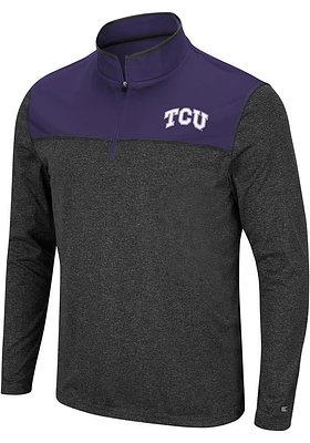 Colosseum TCU Horned Frogs Mens Black Rangers Long Sleeve Qtr Zip Pullover