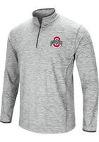 Colosseum Ohio State Buckeyes Mens Grey Sprint Long Sleeve Qtr Zip Pullover