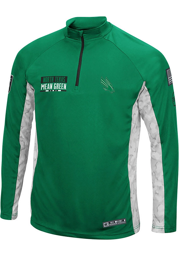 Colosseum North Texas Mean Green Mens OHT Tactical Long Sleeve Qtr Zip Pullover