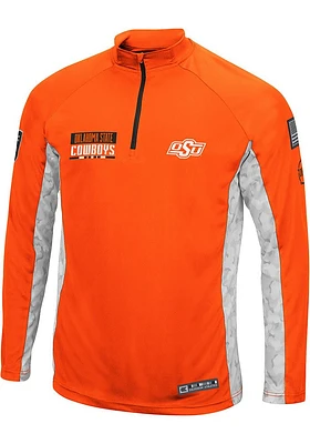 Colosseum Oklahoma State Cowboys Mens Orange OHT Tactical Long Sleeve Qtr Zip Pullover