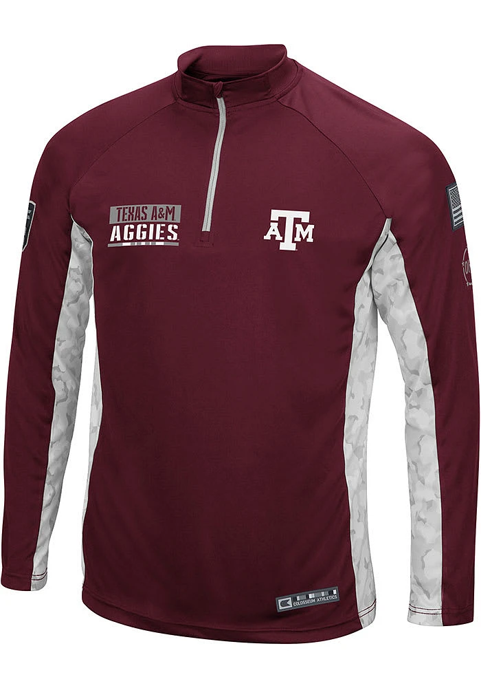 Colosseum Texas A&M Aggies Mens Maroon OHT Tactical Long Sleeve Qtr Zip Pullover