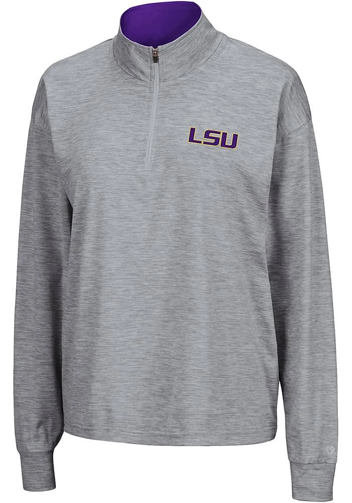Colosseum LSU Tigers Womens Grey Oversized Qtr Zip Pullover