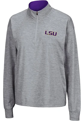 Colosseum LSU Tigers Womens Grey Oversized Qtr Zip Pullover