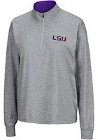 Colosseum LSU Tigers Womens Grey Oversized Qtr Zip Pullover