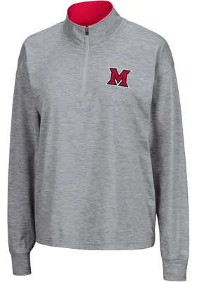 Colosseum Miami RedHawks Womens Grey Oversized 1/4 Zip Pullover