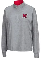 Colosseum Miami RedHawks Womens Grey Oversized Qtr Zip Pullover