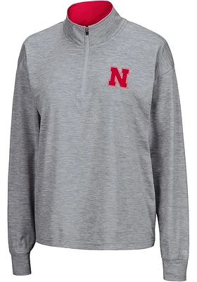 Colosseum Nebraska Cornhuskers Womens Grey Oversized Qtr Zip Pullover