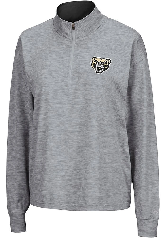 Colosseum Oakland University Golden Grizzlies Womens Grey Oversized Qtr Zip Pullover