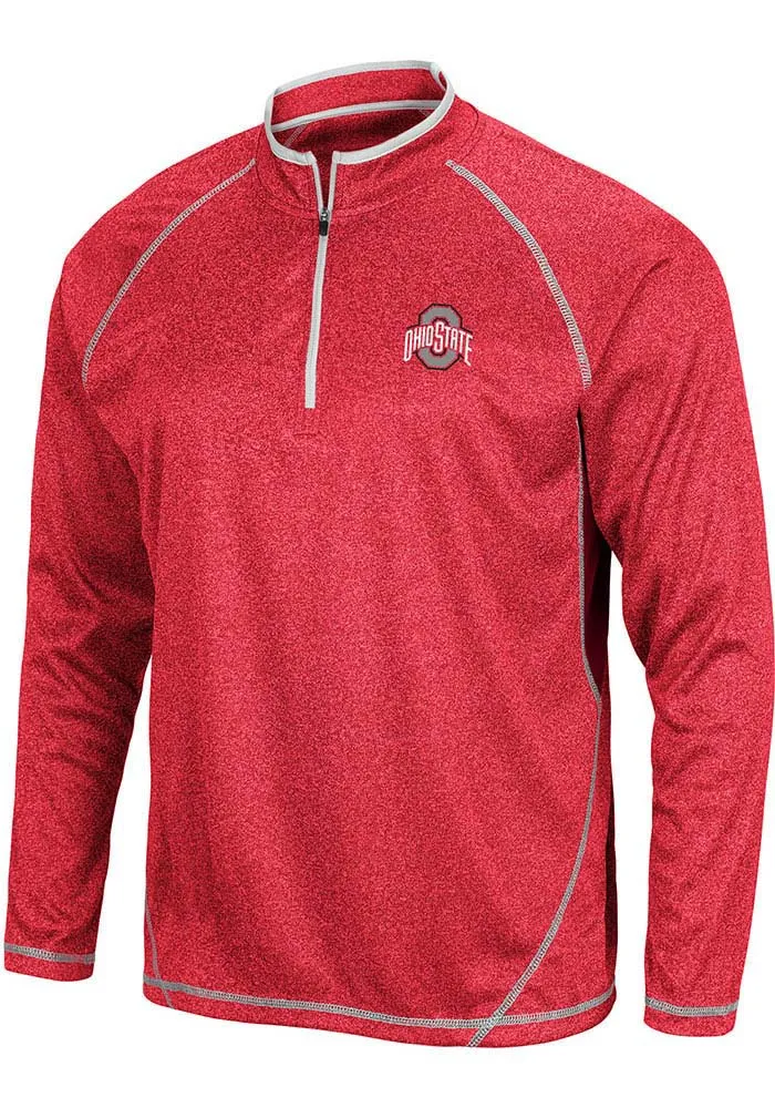 Colosseum Ohio State Buckeyes Mens Red Team Long Sleeve Qtr Zip Pullover