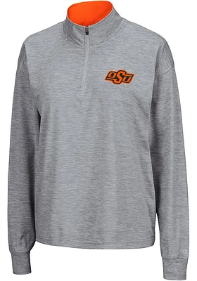 Colosseum Oklahoma State Cowboys Womens Grey Oversized Qtr Zip Pullover