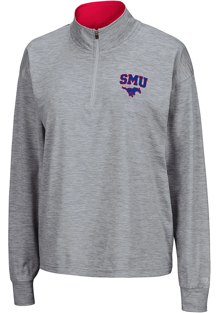 Colosseum SMU Mustangs Womens Grey Oversized Qtr Zip Pullover