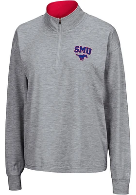 Colosseum SMU Mustangs Womens Grey Oversized Qtr Zip Pullover