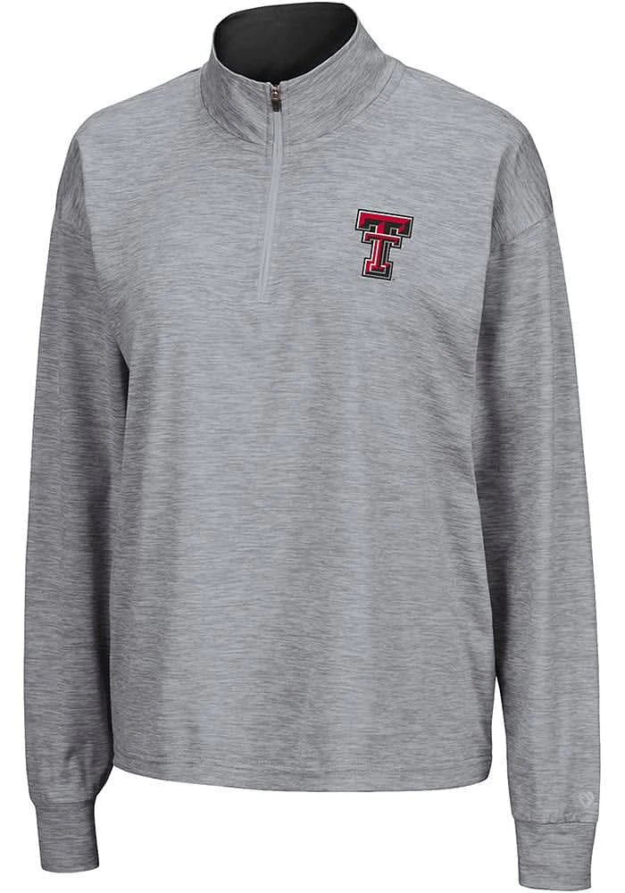 Colosseum Texas Tech Red Raiders Womens Grey Oversized Qtr Zip Pullover